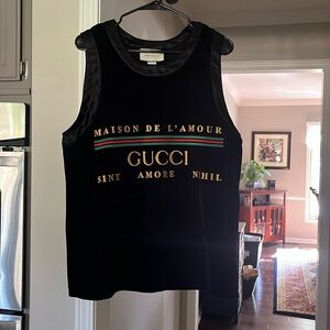 Men’s Gucci black suede tank top shirt